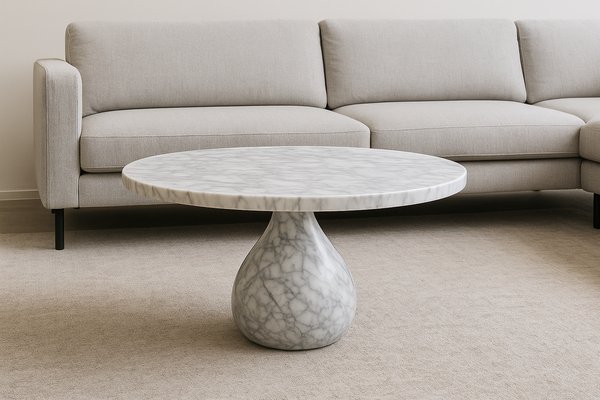 Runder weißer Carrara Marmor Couchtisch von Andrea Grasso bei Pamono kaufen