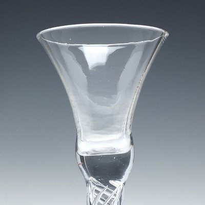 Georgian Multi Spiral Air Twist Wine Glass with Folded Foot, 1745