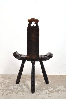 家具 Spanish Brutalist Chair in Wood, 1960s Spanish Brutalist Wooden Chair, 1960s for sale at Pamono