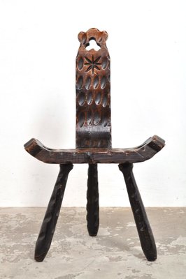 Spanish Brutalist Wooden Chair, 1960s for sale at Pamono