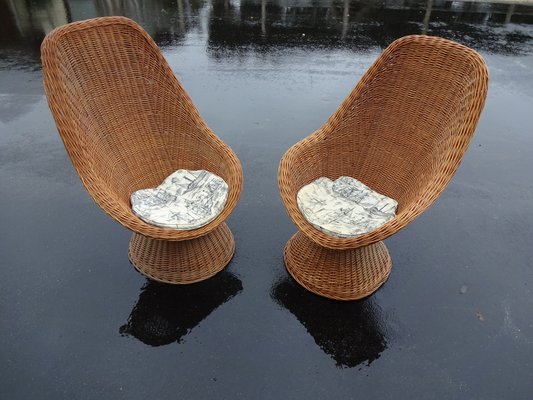 high back wicker chairs 1960s set of 2 for sale at pamono
