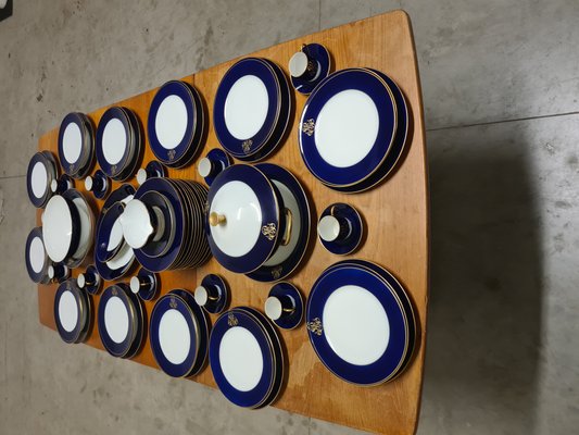 Cobalt Blue Dinnerware Set from Limoges, 1960s, Set of 68 for sale