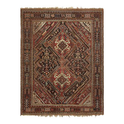 Antique Qashqai Rug in Red and Black With Medallions by Rug and