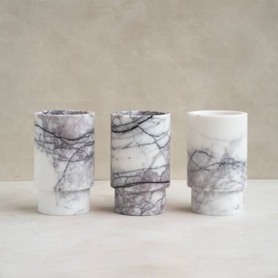 Weiß Lila Marmor Vase oder Weinkühler von Kiwano Concept bei Pamono kaufen