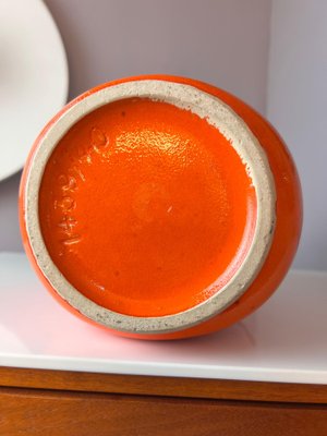 Orange White Model 1439/40 Fat Lava Vase from Uebelacker Keramik