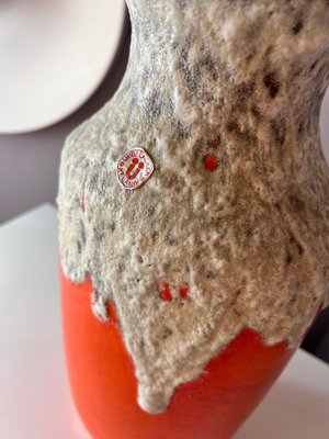 Orange White Model 1439/40 Fat Lava Vase from Uebelacker Keramik