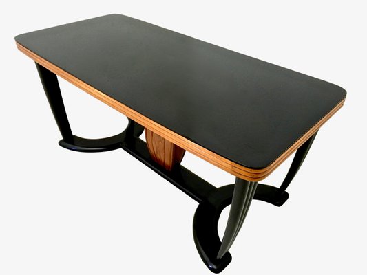 Tavolo da pranzo in mogano e legno ebanizzato con ripiano in vetro ... Tavolo da pranzo in mogano e legno ebanizzato con ripiano in vetro ...