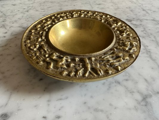 Vintage Mid-Century Danish Brass Zodiac Bowl from Nordisk Malm