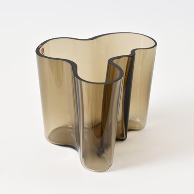 Smoked Glass Savoy Vase by Alvar Aalto for Iittala, 1990s