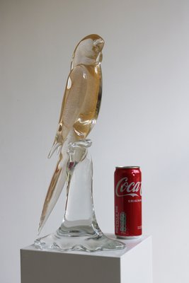 Murano Glass Parrot Sculpture with Gold Leaf by Gambaro E Poggi