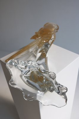 Murano Glass Parrot Sculpture with Gold Leaf by Gambaro E Poggi