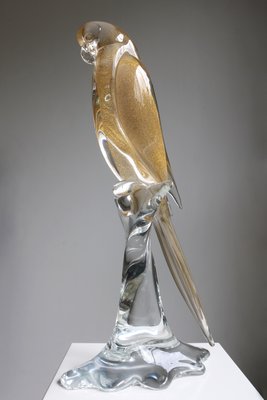 Murano Glass Parrot Sculpture with Gold Leaf by Gambaro E Poggi