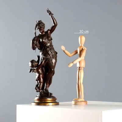 女神 ヴィーナス A.Moreau After M. Moreau, Sculpture of Venus and Love, 20th Century, Bronze