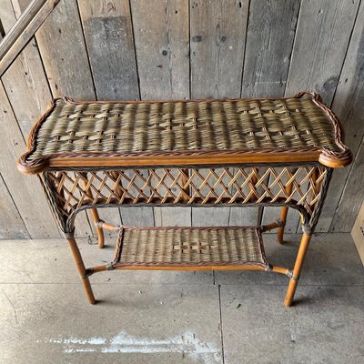 Vintage Wicker Tier Console Table for sale at Pamono