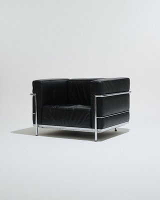 Black Leather LC3 Armchair from Le Corbusier, 1960s for sale at Pamono