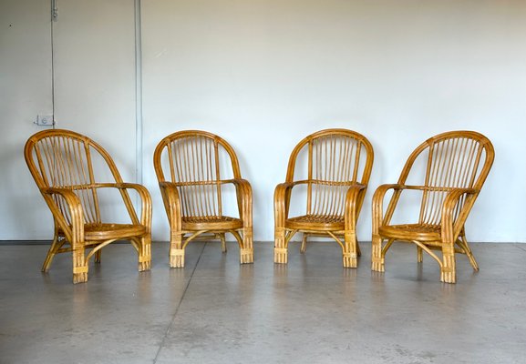 Bambus Sessel, 1970er, 4er Set bei Pamono kaufen