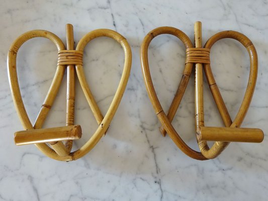 Bambus Wandhaken, 1960er, 2er Set bei Pamono kaufen