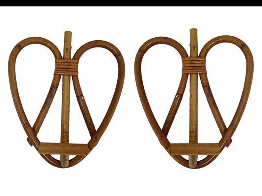 Bambus Wandhaken, 1960er, 2er Set bei Pamono kaufen