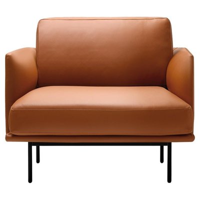 New York Lounge Chair in Metal and Leather Upholstery by