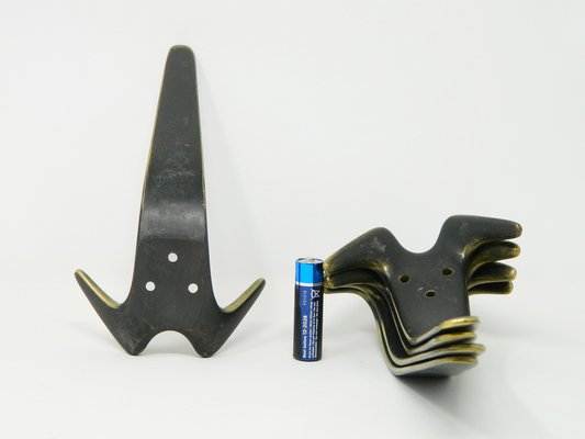 Ganci Appendiabiti Antichi In Ottone Bronzo - Set Da 5 Pezzi Con Viti - Foto 10