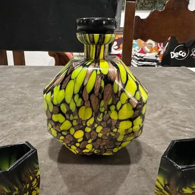 Art Deco Aventurine Murano Glass Rosolio Set, 1940s, Set of 7 for