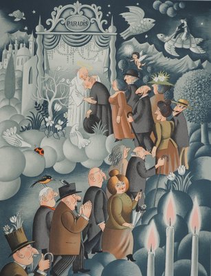 Raymond Peynet, Entrance to Paradise, Original Signed Lithograph