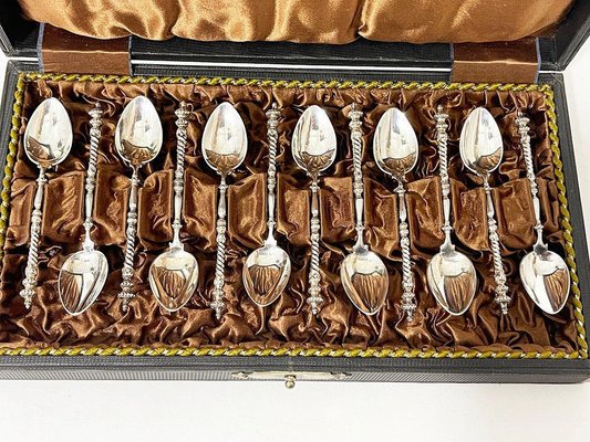 Dutch Silver Silver Spoons by Van Kempen & Zonen, 1890s, Set of 12