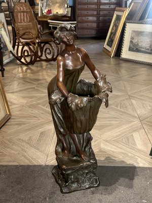 Art Nouveau Terracotta and Bronze Sculpture, 1890s-1910s for sale
