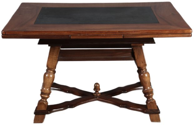 Antique Extendable Slate Table in Walnut, 1930 for sale at Pamono