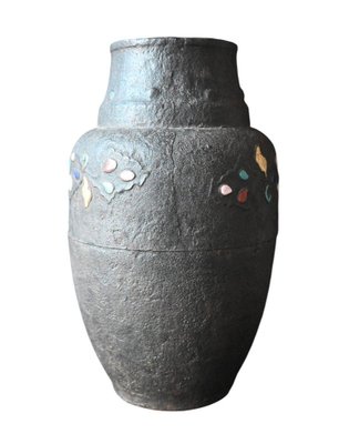 Qing-Dynastie Eisenvase mit Champlevé-Emaille-Intarsien, China