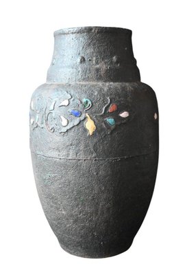 Qing-Dynastie Eisenvase mit Champlevé-Emaille-Intarsien, China