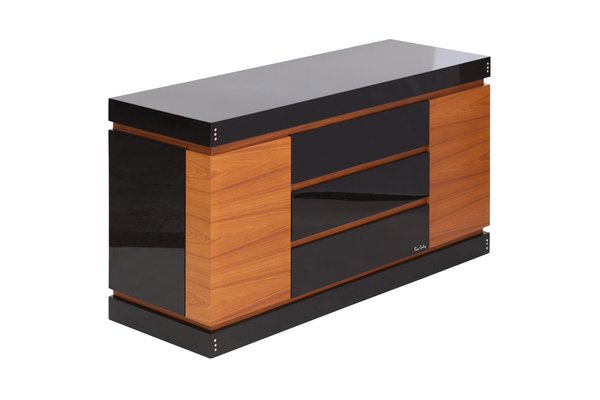Black Lacquer And Teak Chest Of Drawers By Pierre Cardin 1970s