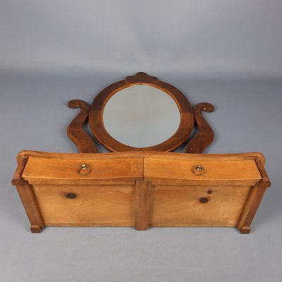 Antique Tilting Wooden Table Mirror with Drawers, 1930s for sale at Pamono