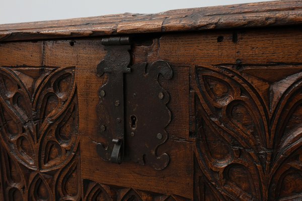 Large 16th Century Gothic Carved Oak Chest, France for sale at Pamono