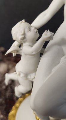 Biscuit Porcelain Figurine of Venus with a Cherub by Benacchio for