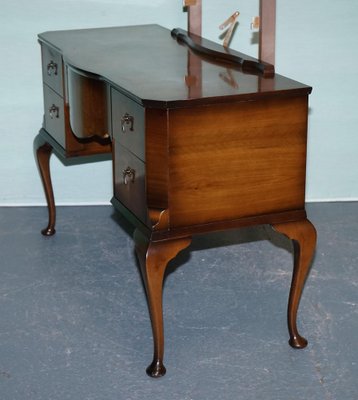 Vintage Queen Anne Style Legs Dressing Table with Large Mirror