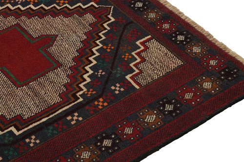 Vintage Baluch Tribal Rug in Navy Blue with Medallions, 1950s for