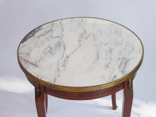 Antique French Louis XV Style Round Side Table with Mable Top and