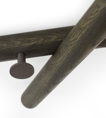 Appendiabiti da Parete 5 Ganci in Ferro Legno MDF Raffia per Ingresso