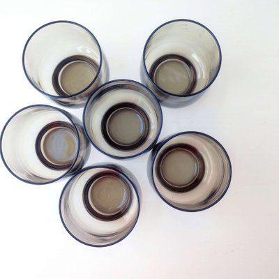 Minimalistische französische Mid-Century Rauchgläser von Luminarc, 1970er, 6er Set bei Pamono kaufen