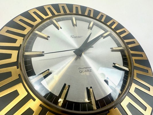 60'S サンバーストクロック Richter Electric Mid-Century Modern Sunburst Wall Clock in Brass Chrometron from