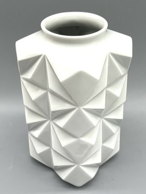 Weiße Mid-Century Porzellanvase mit Diamanten von Schumann, 1950er bei Pamono kaufen