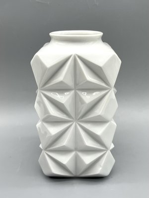 Weiße Mid-Century Porzellanvase mit Diamanten von Schumann, 1950er bei Pamono kaufen