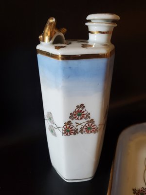 Vintage Japanese Murani Sake Set with Whistling Bird Decanter