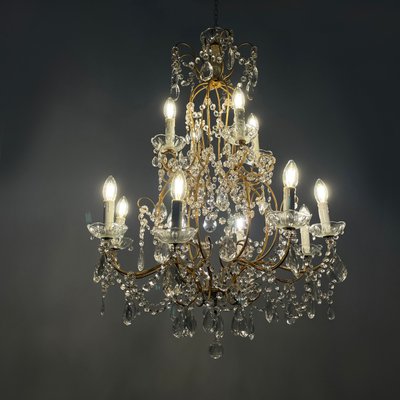NOVITA 【BRASS】　120 Early 20th Century Italian Glass Drop Chandelier with Brass