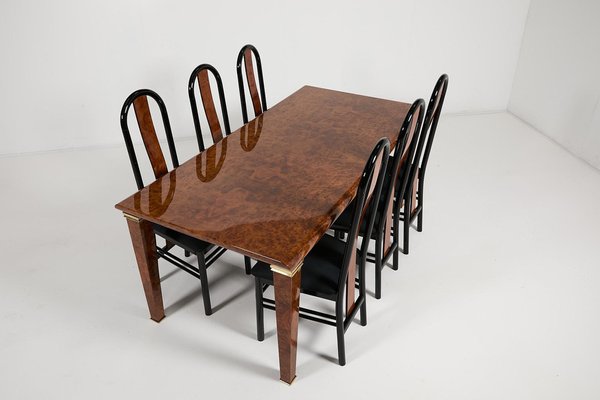 Vintage Italian Burl Wood Dining Table from GDM, 1980s for sale at
