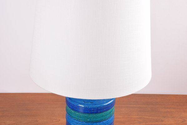 Turquoise Ceramic Table Lamp with Lamp Shade attributed to Aldo