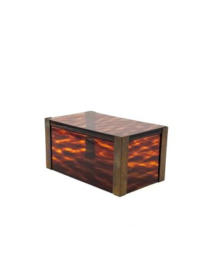 Mid-Century Modern Schmuckkästchen aus Acryl & Messing, 1970er bei Pamono kaufen