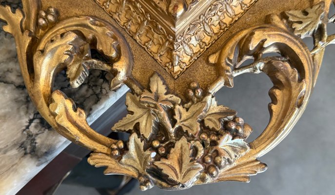 Spanish Baroque Style Carved Gilded Walnut Ormolu Mirror, 1890s