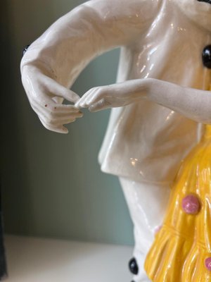 Ceramic Pierrot and Pierrette Figurine from Harberger, 1890s